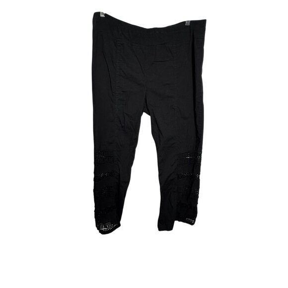 XCVI womens black wide leg pants crochet detail size XL Pull on Mind Set - Picture 6 of 10